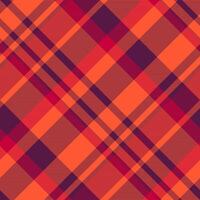 Vibrant diagonal plaid pattern in bold orange and deep purple hues. Perfect for textile design, fall fashion, or adding a touch of modern energy to any project. vector