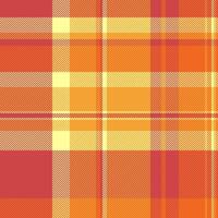 Vibrant autumnal plaid pattern in warm oranges and reds. Perfect for textile design, fallthemed projects, or creating a cozy, rustic feel. vector