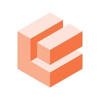 Abstract isometric cube design. Twotoned peach and coral colors create a modern, minimalist aesthetic. Perfect for branding, technology, architecture, or presentation backgrounds. vector