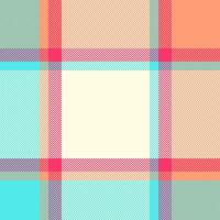 Vibrant plaid pattern featuring a mix of pastel colors like blue, peach, and cream. Suitable for backgrounds, textiles, or designs requiring a retro or vintage aesthetic. vector