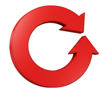 3D Red Circular Arrows Rotating Continuous Loop Symbol png