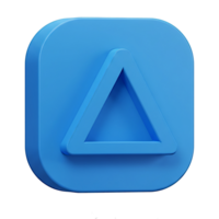 3D Render of a Blue Square Button with a Triangle png
