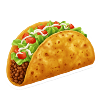 Row of tacos with crunchy shells packed with meat lettuce and toppings png