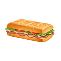Crispy sandwiches with colorful layers of meat cheese and fresh vegetables png