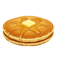 Tasty pancakes with maple syrup and whipped topping for menus png