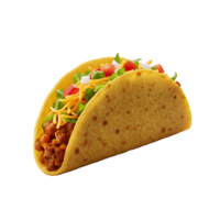 Hard shell tacos filled with beef and garnished with cheese and vegetables png