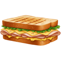 Assorted grilled sandwiches with crispy bread lettuce tomato and deli meat png