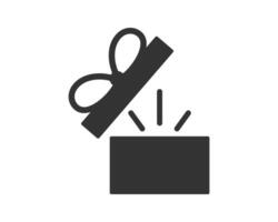 A graphic icon of an open gift box with radiating light, symbolizing surprise, celebration, reward, or promotion. Clean design ideal for digital use. vector