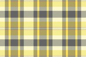 Detailed fabric texture with intersecting yellow and gray stripes forming a checkered pattern. Ideal for backgrounds, textiles, or design elements. vector