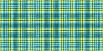 Guy check textile , folded fabric seamless pattern. Gentle plaid tartan background texture in cyan and yellow colors. vector