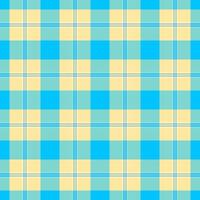 Advertisement check plaid textile, outfit texture background. Quality pattern fabric seamless tartan in teal and yellow colors. vector