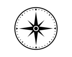 A minimal, clean black and white compass rose. Symbolizes direction, travel, navigation, exploration, and guidance. Ideal for website icons, infographic elements, and logos. vector