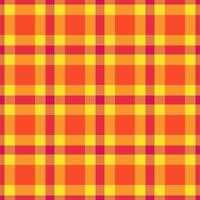 Vibrant plaid pattern. Eyecatching orange, yellow, and rose tones create a warm, retro feel. Ideal for backgrounds, textiles, or graphic design projects needing a playful touch. vector