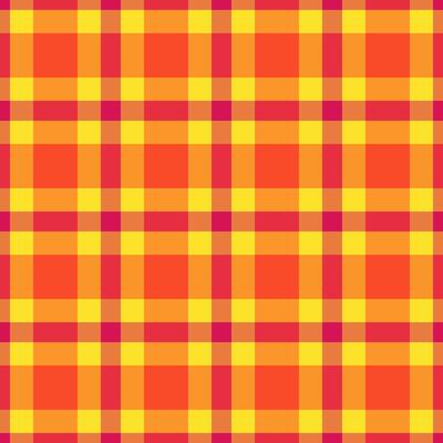 Vibrant plaid pattern. Eyecatching orange, yellow, and rose tones create a warm, retro feel. Ideal for backgrounds, textiles, or graphic design projects needing a playful touch.