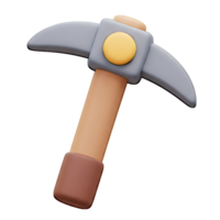 3D Render of Cartoon Pickaxe Mining Tool png