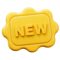 Yellow 3D New Label Glossy Badge Design Element png