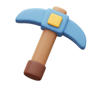Cartoon 3D Render of a Pickaxe Mining Tool png
