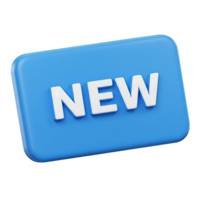 3D Render of a Blue New Button for Website Design png
