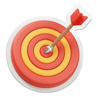 3D Render of Arrow Hitting Bullseye Target png