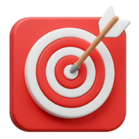 3D Render of Red and White Target with Arrow in Center png