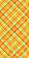 October fabric texture textile, uk pattern tartan check. Domestic plaid background seamless in orange and lime colors. vector
