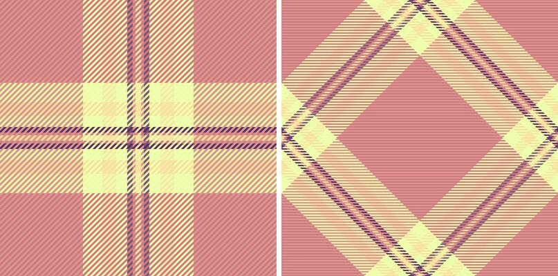 Stylish pastel plaid patterns in two variations classic check and a modern diamond design. Ideal for textile design, fashion, stationery, or website backgrounds.
