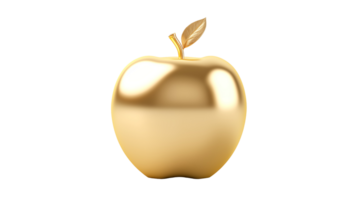 Golden Apple Icon for Premium Design Projects, 3D Render of Luxury Gold Apple, Shiny Golden Apple on Transparent Background, png