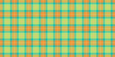 Geometrical tartan check background, direct seamless fabric pattern. Amazing plaid texture textile in yellow and mint colors. vector