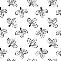 Elegant black and white leaf pattern. Perfect for textile design, wallpaper, or website backgrounds. Simple, minimalist style evokes nature and tranquility. vector