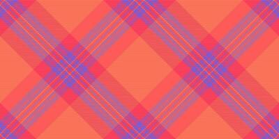 Vibrant coral and periwinkle plaid pattern. Modern, geometric textile design ideal for fashion, web, or print projects. Dynamic crisscross lines create a bold, energetic visual. vector