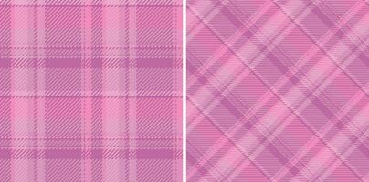 Two seamless pastel pink plaid patterns classic diagonal. Perfect for textile design, fashion, wallpaper, or website backgrounds. Subtle texture adds visual interest. vector