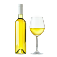 Wine bottle and glass still life on transparent background png