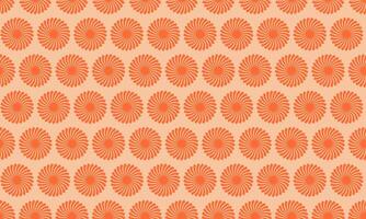 Seamless pattern of vibrant coral sunburst motifs on a soft peach background. Perfect for textile design, website backgrounds, or any project needing a retromodern, energetic feel. vector