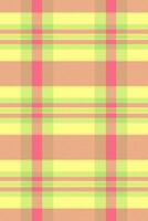 Jpg textile check tartan, glamor pattern background seamless. Variety plaid fabric texture in yellow and wild watermelon colors. vector