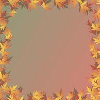 Maple Leaf Frame of maple leaves. graphics. Autumn background. Frame of maple leaves on a red green gradient vector