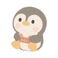 Cartoon Penguin with Game Controller vector