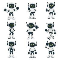 Robot Character Pose Design Set vector