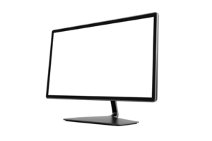 a computer monitor with a blank screen on a transparent background png