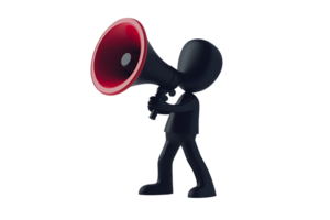 a cartoon man holding a megaphone on a transparent background png