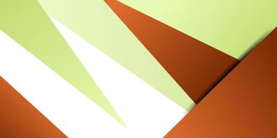 Paper cut overlapping banner design with orange and green triangle shape design. Bright banner background. Eps10 vector