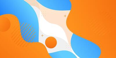 Blue and orange geometric business banner design. Creative banner design with wave shape as template. Simple design on white horizontal banner. Eps10 vector
