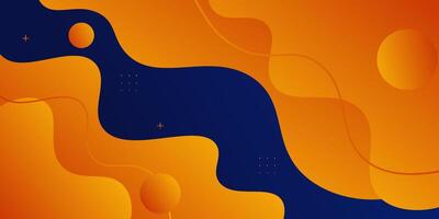 Blue and orange geometric business banner design. Creative banner design with wave and line shape as template. vector