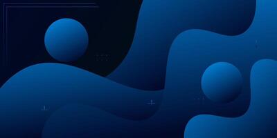 Dark blue wave geometric background. Blue elements with fluid gradient. vector