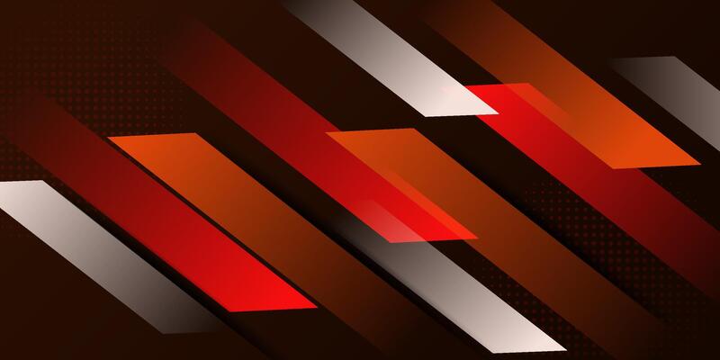 Abstract overlapping shapes on dark 3D background. Orange and red color pattern with shadow. Eps10