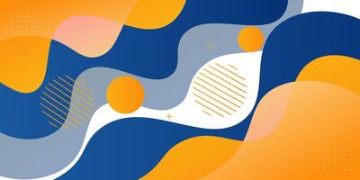 Orange and blue geometric business banner design. Creative banner design with wave shape. Simple design on white horizontal banner vector