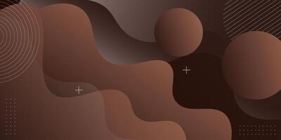 Dark brown gradient background with geometric wave elements and circle shapes. Dark brown wave design. Simple and elegant concept. Eps10 vector