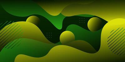 Colorful dark green and yellow geometric business banner design. Creative banner design with wave and circle shape as template. Simple design on horizontal banner. Eps10 vector