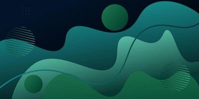 Abstract green and blue 3D wave background. Dark colored liquid pattern with lines. Eps10 vector
