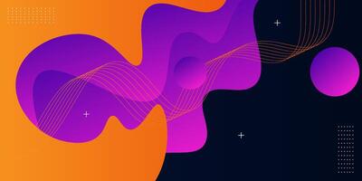 Modern orange purple geometric business banner design. Creative banner design with wave shape and line as template. eps10 vector