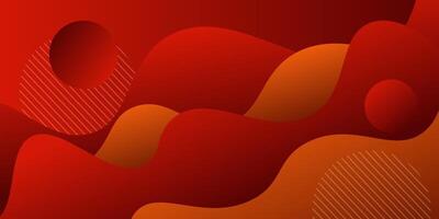 Colorful geometric wave background. Dark red elements with orange fluid gradient pattern. Dynamic shape composition. vector